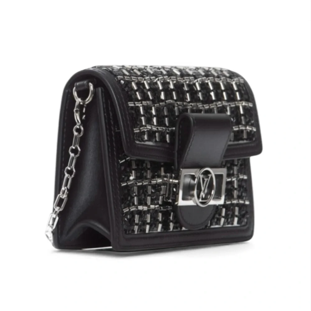🆕🩷LOUIS VUITTON Dauphine Minaudière Black+Silver Beads Shoulder Clutch Mini Bag